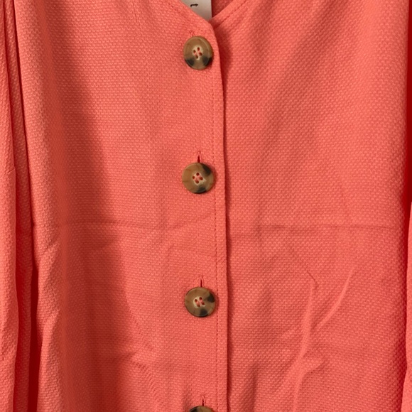 Sanctuary Mila Coral Button Front 3/4 Sleeve Textured Top Size 2X - Picture 2 of 11
